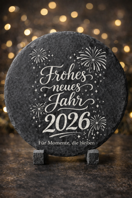 Schiefertafel „Neujahr 2026“ Ø 30 cm