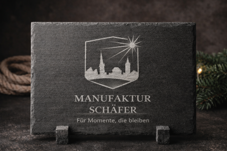 Schieferplatte mit Logo